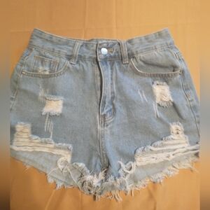 SHEIN Light Blue Distressed Jean Shorts